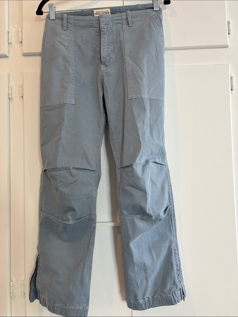 Nili Lotan Women's Light Blue Cargo Pants with Knee Panels size 12